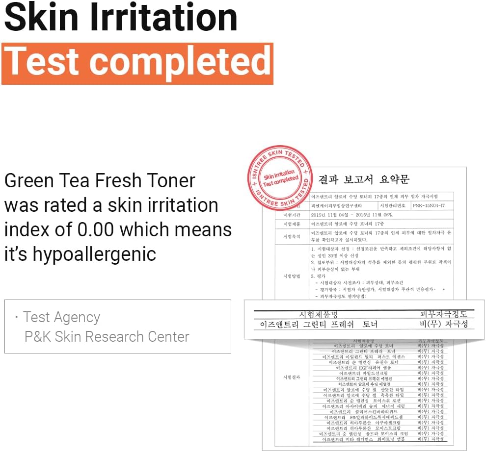 ISNTREE Green Tea Fresh Toner 200ml, 6.76 fl.oz with Hyaluronic Acid for Sensitive, Oily, Dry Skin | Deep Moisturizing Facial Moisturizer, Hypoallergenic